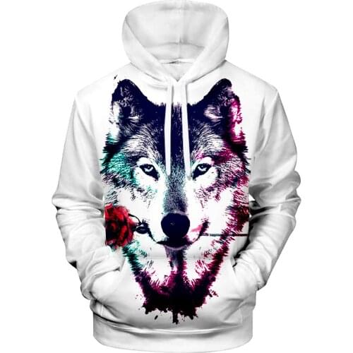 WAMNI Brand Fashion Wolf Rose 3D Hoodies Men Women Hoodie Tracksuit Casual Sweatshirt Male Autumn Winter Steetwear Drop Ship