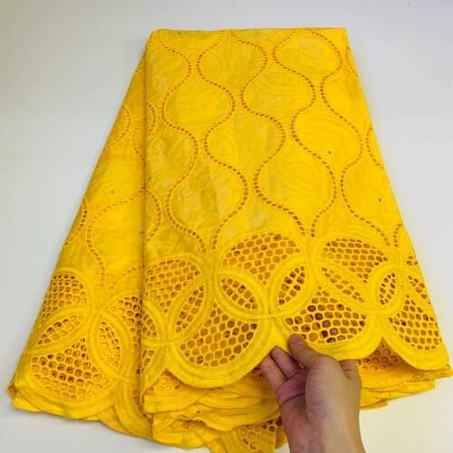 Yellow Bazin Brode 2021 Latest African Lace Fabric African Bazin Riche Fabric 5Yards Embroidery Swiss Lace Fabric For Dress SSXP