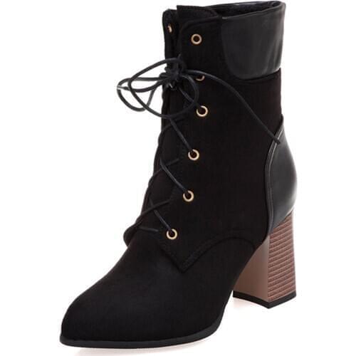 Spring Autumn Women Ankle Boots High Heel Shoes Woman Short Boots Small Plus Size 33 34 - 40 41 42 43 44 45 46 47 48