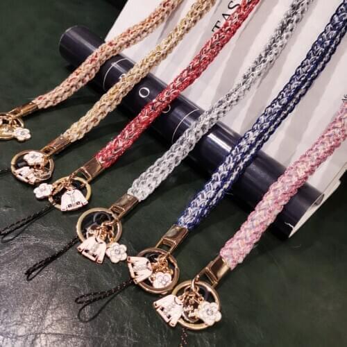 Mobile phone lanyard hanging neck hand-woven pendant fashion wool female pendant strap universal detachable anti-lost lanyard