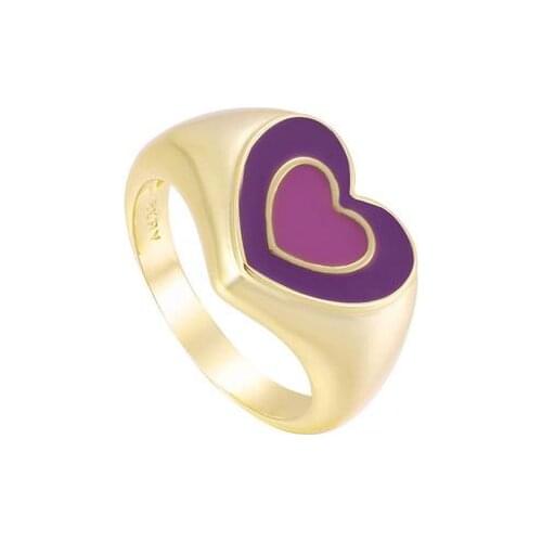 2021 Summer Vintage Retro Style Alloy Gold-plated Oil Drop Love Ring Sweet Knuckle Ring For Women Gift