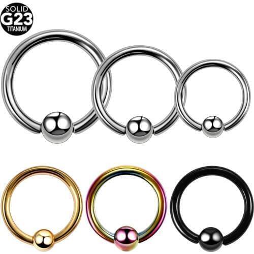 1PC G23 Titanium Nose Rings Ear Septum Helix BCR CBR Captive Bead Rings Piercings Labret Lip Eyebrow Earring Tragus Body Jewelry