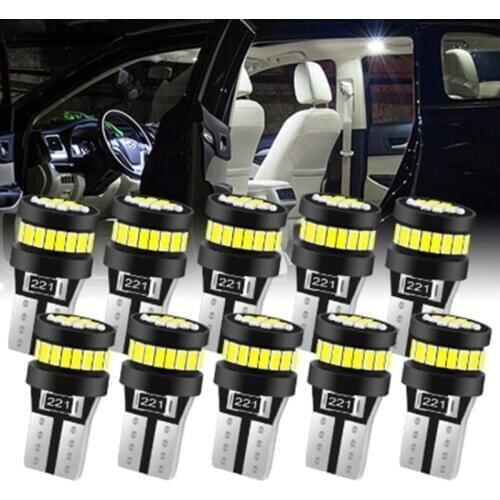 10PCS/Set T10 LED Canbus Light Bulbs Car Interior Reading Parking Lights White Blue Red Yellow No Error 12V