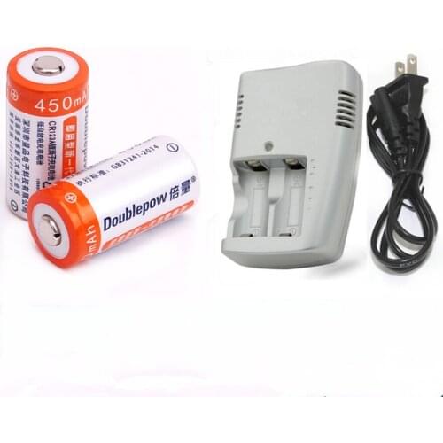 2PCS High capacity 1300mAh 3V CR123A rechargeable LiFePO4 battery 16340 lithium battery +1pcs CR123a charger