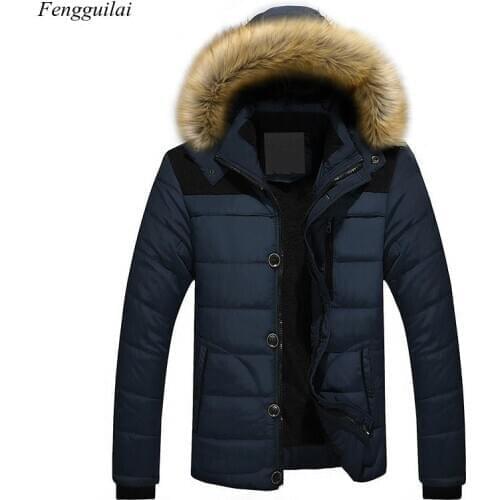 2020 Fur Collar Hooded Men Winter Outerwear Thick Thermal Men Warm Wool Liner Coat Men Coat Snow Parka Down Jacket M-5Xl