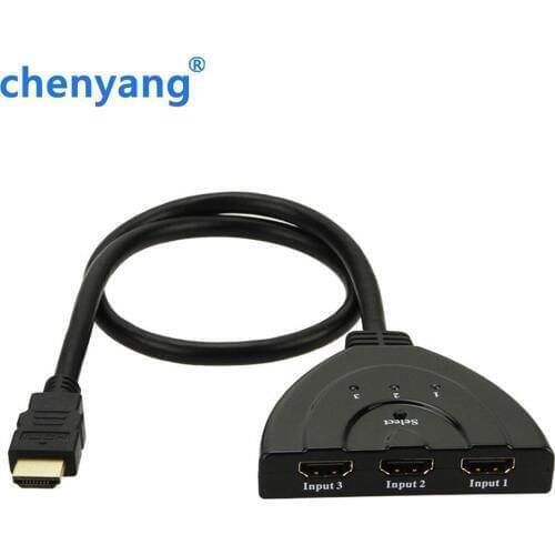 3 Port HDMI- compatible Switch 3 IN 1 OUT 1080P Hub V1.4B HDMI Switch Switcher Splitter Adapter Cable For HDTV XBOX PS3 Black