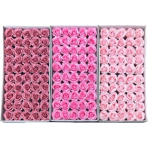 50Pcs/Box Dia 5.5cm New Four-Layer Soap Rose Flowers Valentines Day Wedding Bouquet Gift Home Decoration gift box bouquet Art