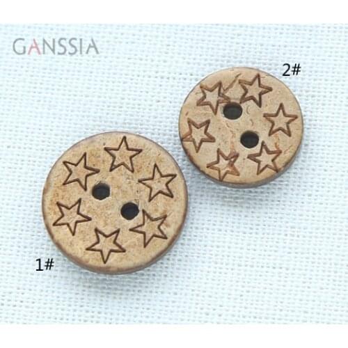 50pcs/lot Size:15&18mm Stars Wooden Buttons DIY Handwork Round Button for Scrapbook Clothing Sewing Crafts (SS-2404)