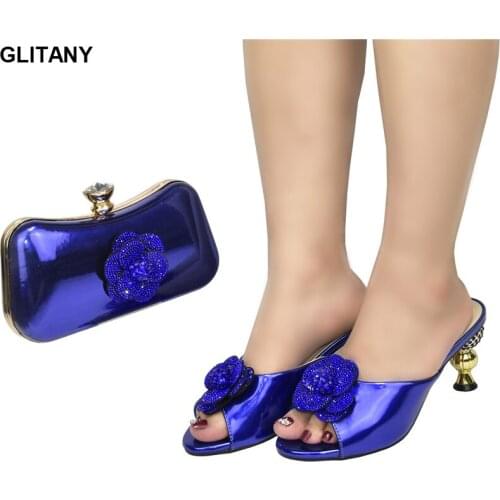 African Party Shoes and Bag Set Decorated with Rhinestone Italian Shoe and Bag Set for Party In Women High Heels Sexy Ladies