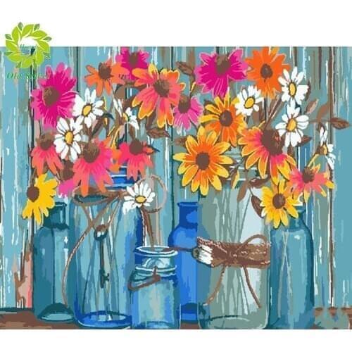 Old Street Home Full Square/Pebble Round Drill 5D DIY Diamond Painting "Flowers" 3D Embroidery Cross Stitch 5D Home Decoration