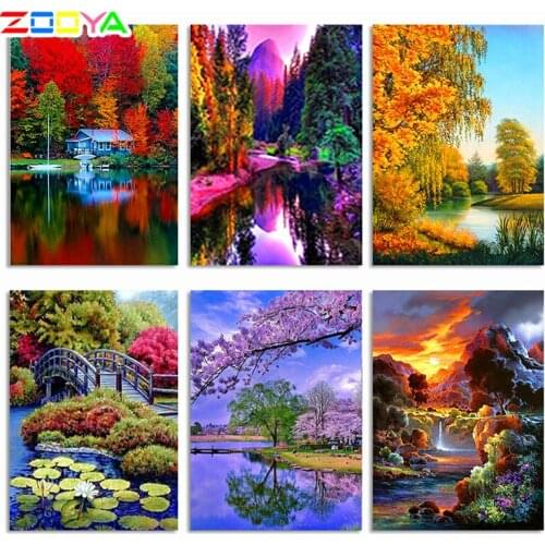 Zooya Full Square Diamond Painting Landscape Sale Tree Diy Diamond Embroidery Autumn 5D Diamond Mosaic Picture Rhinestones Wk004