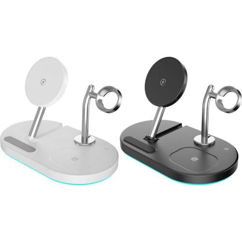 15W 4 In 1 Magnetic Wireless Charger Cell Phone 12V/2A 9V/3A Fast Charge Charging Base Desktop Stand For Iphone Iwatch Airpods