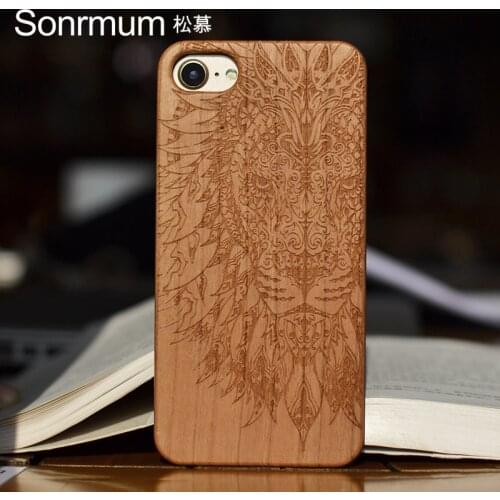 Lion Customized Name Carved Natural Wood Phone Cases For IphoneX xr xmax 12 12pro Mobile Cell Phone Cases