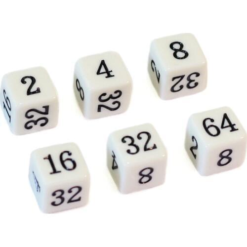 10 pcs/set 6 Sided Multiple Dice 2 4 8 16 32 64 Funny Puzzle Game Send Children Education Dice 15.8mm