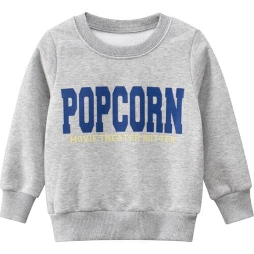 Autumn Winter New Childrens Sweatshirts Boys Hoodies Casual Long Sleeve Plus Velvet Letter Pullover Tops Dropshipping