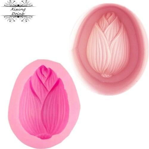 DIY lotus bud shape silicone mold cake decoration tool paper cup cake decoration resin mold baking accessories