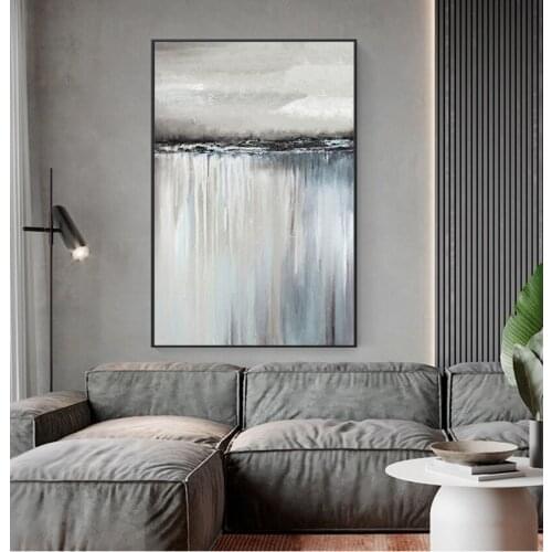 Living Room Home Nordic Decorative Stickers Minimalist Abstract Gray Sailboat Reflection Print Canvas Painting Picture