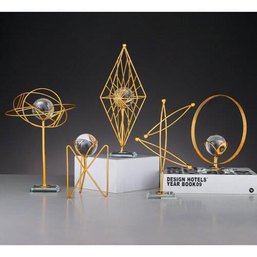 Home Decor Living Room Decorations Modern Home Furnishings Iron Art Crystal Ball Art Office Metal Crafts Desktop Decoration