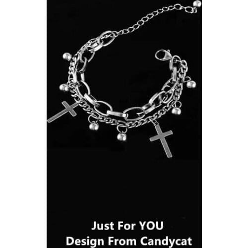 Double-layer Cross Bracelet Female Girlfriends Couple Two-person Friendship Jewelry Men and Women Personality Student Bracelet
