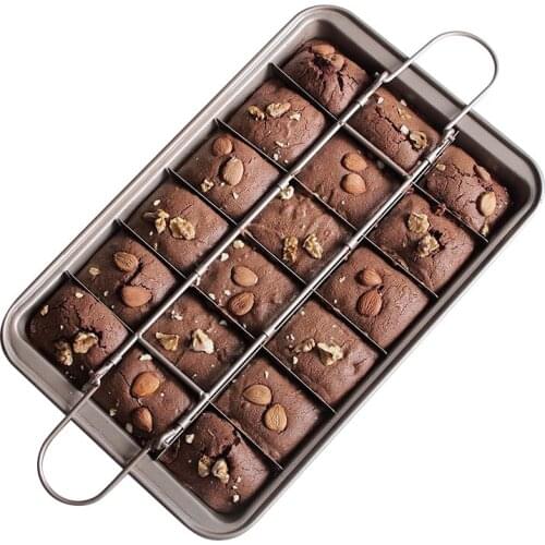 18 Cavity Non-Stick Carbon Steel Brownie Baking Pan Chocolate Bread Cake Mold Kitchen Thick Square Lattice Molds Baking Tools