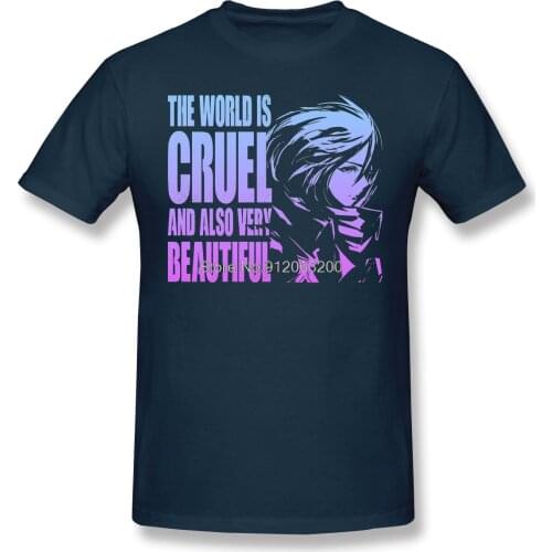 Men Attack On Titan Titans Anime Television Series T-Shirt The World Is Cruel Fashion Cotton Tees Harajuku TShirt Streetwear