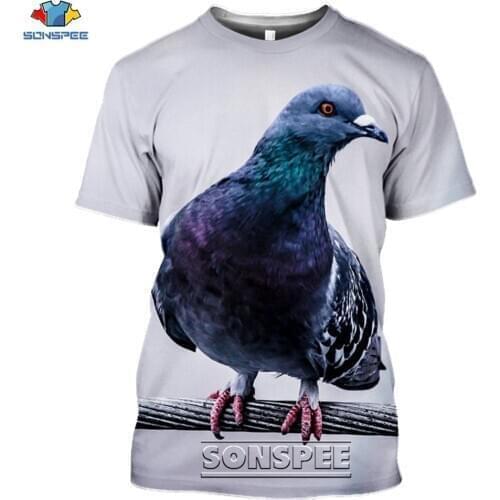 SONSPEE Men Women Animal Bird Pigeons 3D Print T-Shirt Casual Fashion Mens Short Sleeve Tees Tops Shirts Funny Streetwear
