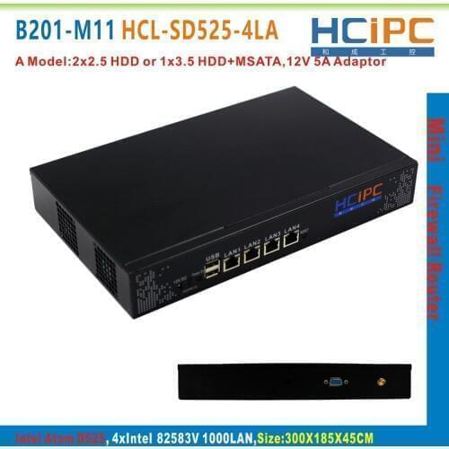 HCiPC B201-M11 HCL-SD525-4LA, Atom D525 82583V 4LAN Mini Firewall,4LAN Mini Router,Mini PC,4LAN Motherboard