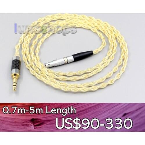 LN006496 3.5mm 2.5mm 4.4mm 4 Cores 99.99% Pure Silver + Gold Plated Earphone Cable For AKG K812 Reference Headphone