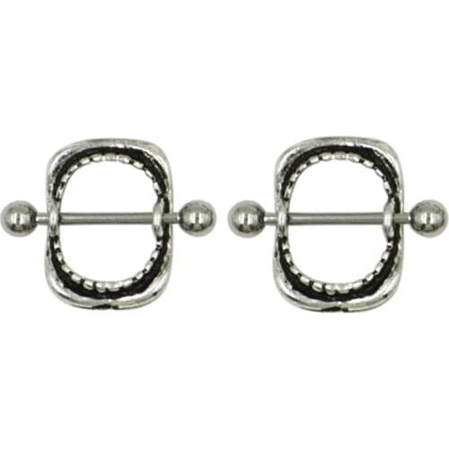 Showlove-2Pcs New Desgin Stainless Steel Mouth Nipple Sheild Piercing Barbell Rings 14g Body Jewelry
