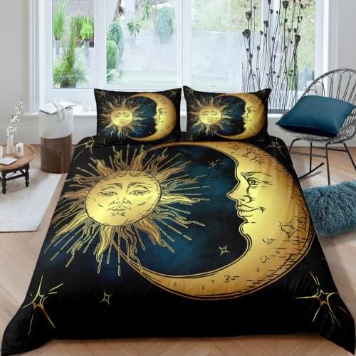 Home Textiles Luxury 3D Sun and Moon Print Duvet Cover Set 2/3 Pcs Pillowcase Kids Bedding Set AU/EU/UK/US Queen and King Size