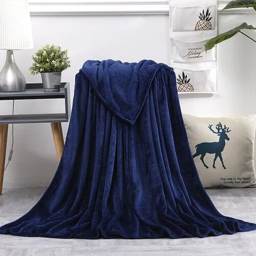 Coral Fleece Blanket Solid Color Bedspread Office Soft Warm Sofa Cover Travel Winter Light Thin Blankets Home Decoration