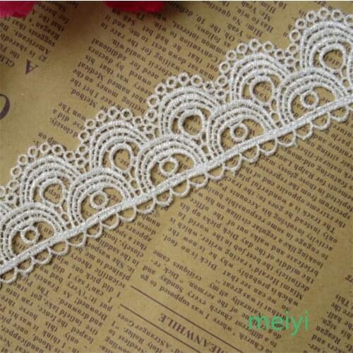 1yard White Polyester Circle Embroidered Fabric Lace Trim Ribbon Handmade DIY Sewing Supplies Craft For Costume Decoration