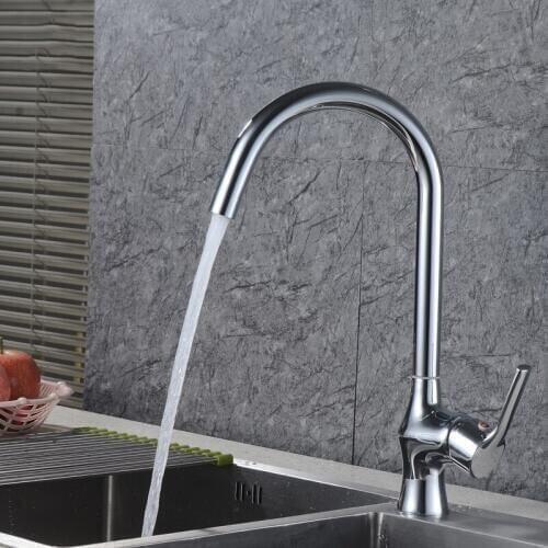 Kitchen Faucet 360 Degree Rotation Sink Tap Classic Swivel Spout Faucet Deck Mounted Cold and Hot Water Mixer Tap Single Lever