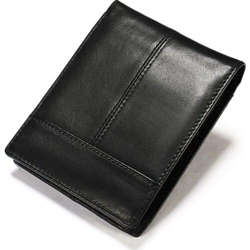 Male Slim Coin Purse Mens Money Bags Mens Wallet Genuine Leather Purse for Men Credit Catrd Holder Short Wallet