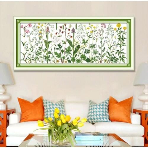 Green plant flowers embroidery needlework set DMC 14CT 11CT cross stitch embroidery kit sewing kit home decoration painting