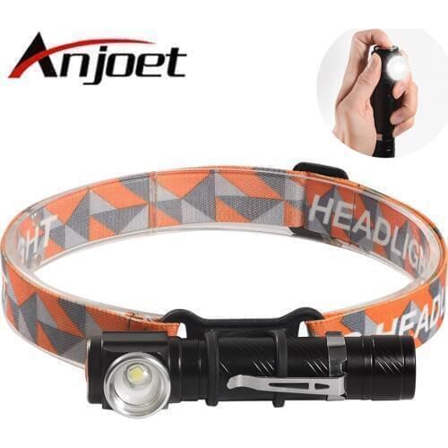 Anjoet USB Rechargeable Headlamp Headlight XML-T6 LED Zoomable Flashlight Head Torch 3-Mode Magnetic Work Light Night Fishing