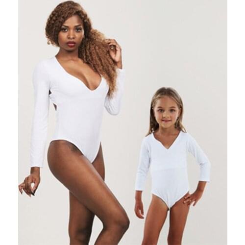 New Women Kids Girls Swimwear 2018 Summer One Piece Swimsuit Bathing Suit Family Match Swimsuit Beach Bikini Set White Monokini