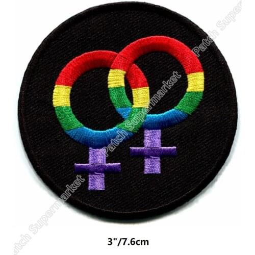 3" Lesbian rainbow symbol PATCH Lovely Gay pride lgbt rainbow flag Hippie Acid Rave applique Iron On patchwork accessories