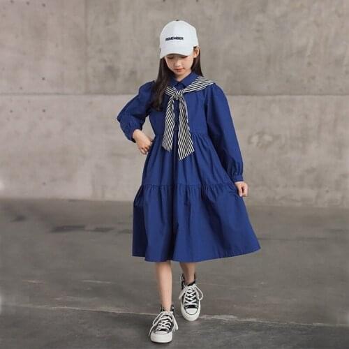 YourSeason 6 To 16 Years Girls Shirt Midi Dress Full Sleeve 2021 New Baby Girl Ruffles Buttons Cotton Dress With Shawl