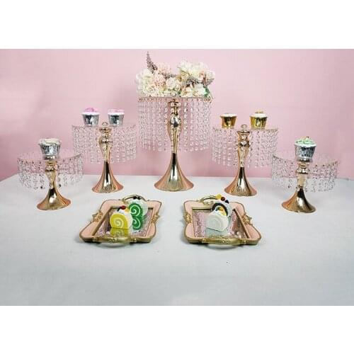 Gold Acrylic surface Wedding Dessert Tray Cupcakes Fruits Cookies Pan Display Serving Rack