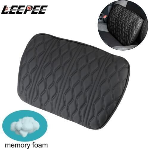LEEPEE Lumbar Cushion Relieve Pain Memory Foam Car Headrest Pillow Leather Embroidered Neck Rest Headrest Cushion Seat Pillow