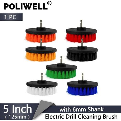 POLIWELL 5inch(125mm) Electric Drill Cleaning Brush For Household/Automotive with 6mm Shank Drill Attachment