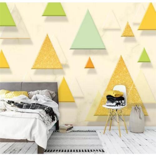 Custom wallpaper modern minimalist 3D solid triangle small fresh background wall decorative painting waterproof material