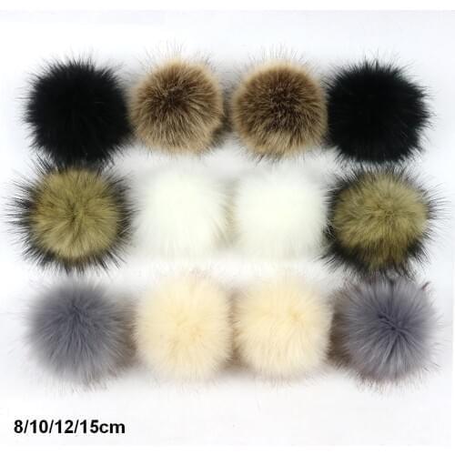 2pcs/lot 8/10/12/15cm DIY Faux Fox Fur Pompom Fur Pom Poms for Women Kids Beanie Hats Caps Fox Ball For Shoes Caps Bags TWF016