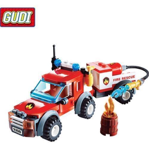 Fire Truck Blocks Children Educational Assembled Model Building Kits Blocks Toy Boy Kid Best Christmas Gift Brinquedos 9208