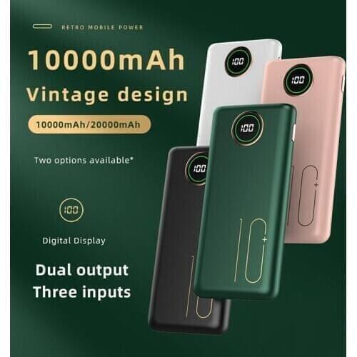 Luxury 20000mAh Power Bank 10000 mAh Universal External Battery Dual USB Charger Breathing Light LED For Smartphone Power Bank