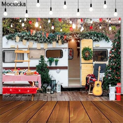 Christmas Backdrops for Photography Camping RV Decorations Winter Snowflakes Family Party Photo Props Studio Booth Background