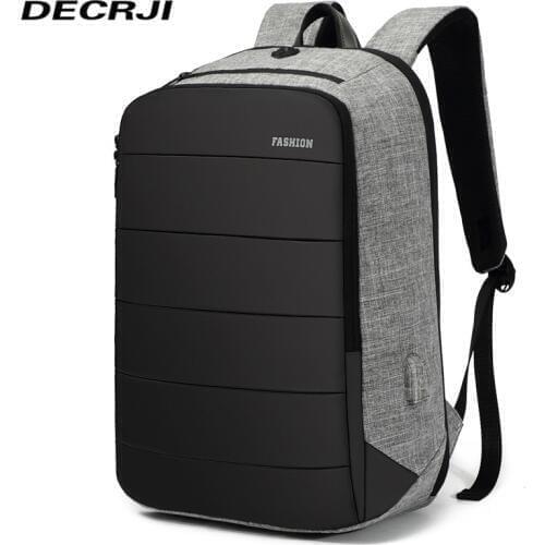 DECRJI USB Charging Backpack Men Business Laptop Backpack 2020 Fashion Large Capacity School Bags For Students Escolar Mochila