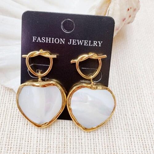 Heart Shell Earring Factory 24K Gold Shiny Gold Wire Heart Woman Earring For Lady Weeding 3pairs Wholesale Earring