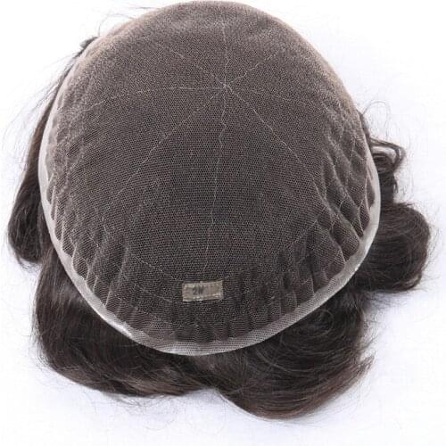 French lace Wig Men Toupee Human Hair Lace Front Wig Men Wig Hair Toupee Men Natural Hair Hairline Remy Hair Pieces Stock